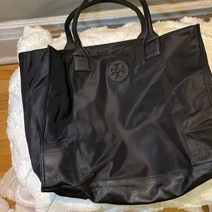 Tory Burch Ella Foldable Water-Resistant Tote in Black